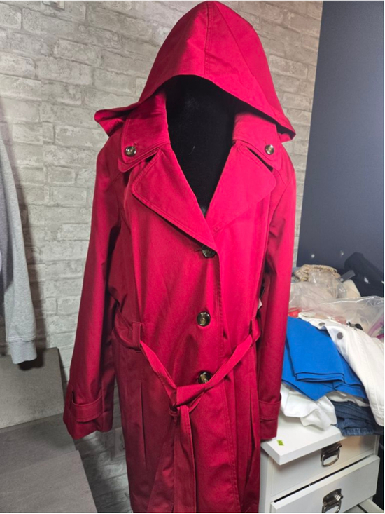 Liz Claiborne Jackets & Blazers - Clearance Women's Liz Claiborne Wine Color Water Resistant Hooded Trench Coat 3X
